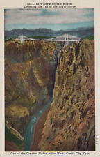 Royal Gorge Bridge Suspension Worlds Highest Colorado Vintage Linen Postcard picture