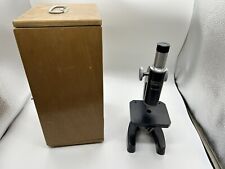 Vintage Boreal 712572 MICROSCOPE In ORIGINAL WOODEN CASE picture