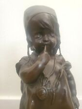 Antique / Vintage Bronze Sculpture Of a Girl By Juan Clara picture