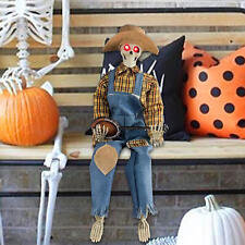 Banjo Skeleton Scary Halloween Skull Decor Cowboy Statue Creepy Skeleton Prop picture