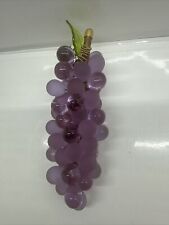 Vintage 1960's MCM Hand Blown Glass Grape Cluster  Leaf, Wired 6.5” picture
