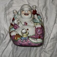 Fat Buddha Rose Happy Laughing Buddha Statue With 5 Children Antique picture