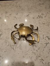 Brass Crab Ashtray Trinket Box Jewelry Storage Hinged Lid Large VINTAGE picture