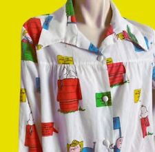 VTG PEANUTS CARTOON SHIRT DRESS 1970'S CHARLIE BROWN LUCY SNOOPY SALLY 2 POCKETS picture