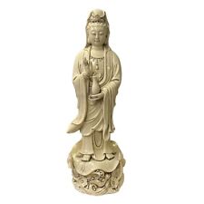 Oriental Vintage Finish Off White Ivory Color Porcelain Kwan Yin Statue ws1454 picture
