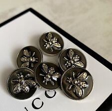 SET of 6 pcs Gucci buttons metal 17 mm 0,67 inch GG bees Logo Silver Tone picture