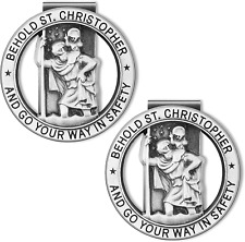 St Christopher Medal for Car Silver Saint Christopher Visor Clip Religious Car picture