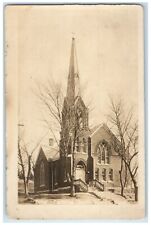 c1930's View Of Lutheran Church Scandia Kansas KS RPPC Photo Vintage Postcard picture