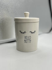 Rae Dunn HELLO PRETTY Round Holder Makeup Brushes Utensils 5” picture