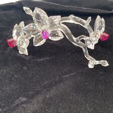 Swarovski Crystal Pink Fuchsia Orchids on Vine 864443 2006 Flawed No Box picture