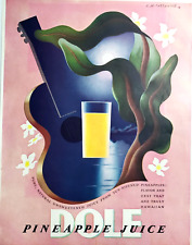 Dole Pineapple Fruit Juice Vintage 1938 Ad Magazine Print Cassandre Hawaii picture