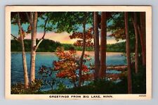 Big Lake MN-Minnesota, Scenic Greetings, Lake, Antique, Vintage Postcard picture