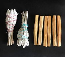 6 Palo Santo Wood & 2 White Sage Smudge Torch: Cleansing Negativity Removal new picture