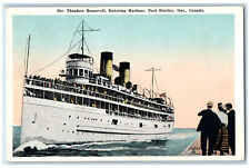 c1920's Steamer Theodore Roosevelt Entering Harbour Port Stanley Canada Postcard picture