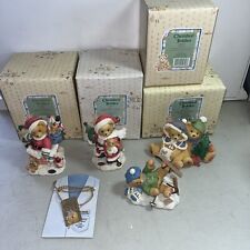 Lot Of 4 cherished teddies figurines Christmas Holiday With Key Chain picture