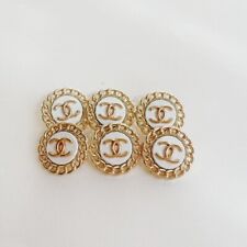 Chanel Vintage Designer White and Gold Rope Button STAMPED | 6 PC Bundle picture
