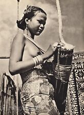 1940 BORNEO FEMALE NUDE Woman Breasts Music Drum Festival Fashion Jewelry ~ WONG picture