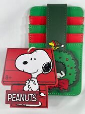 LIMITED EDITION Loungefly x Peanuts Snoopy Wreath Green Snap Wallet Festive Holi picture