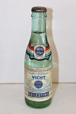 Vichy-Etat France Célestins Glass Water Bottle Sealed 7.5oz Rare Antique Vintage picture