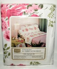 Vintage Sears Floral Full Flat Sheet Floral Percale NEW USA Made picture