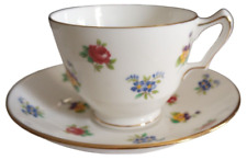 Vintage Crown Staffordshire Teacup & Saucer Fine Bone China Rose Pansy England picture