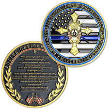Law Enforcement Thin Blue Line Coin Prayer Challenge Collection Police Officer picture