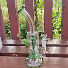 11 Inch Green Twin Layers Jelly Fish Filter Glass Bong Hookah Water Pipe 18MM picture