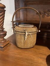 Vintage Farnum Nantucket Rattan Woven Basket Handbag & Key Ring 1996 picture