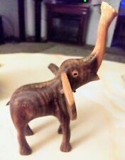 Vintage Hand Carved Wooden Folk Art Elephant  1970's  picture