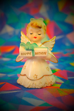 HAPPY BIRTHDAY Cute 1950s Kitsch F262 Angel Girl Figurine Napco Norcrest Lefton picture