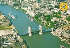 Postcard Tower Bridge London England GBR UK Aerial View Thames River Ephemera picture