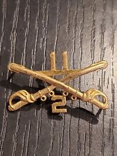WWII US Army 11th Cavalry Armor Tank Officer Insignia L@@K picture