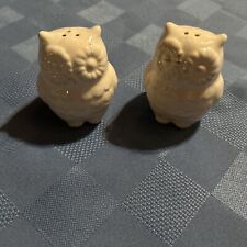 Vintage Set of 2 Snow Owls White Salt & Pepper Shakers Ceramic w/ plugs Kitchen picture