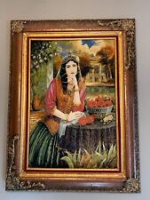 Framed Persian Hand Made Rug Vintage Princess Persia Pomegranite Marked picture