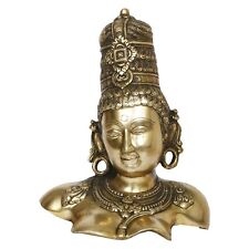 Brass Devi Mata Bust Statue Uma Parvati Gauri Durga Kali Idol Religious 12 Inch picture