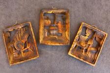 LOT of 3 Rural farm rustic Vingette 3d Cast Home Hearth Old Times Placques ND picture