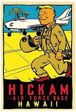 Hickam Air Force Base   Hawaii   Vintage 1950's-Style Travel Decal  Sticker picture