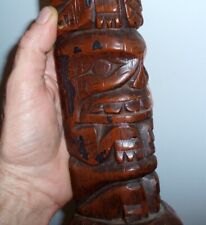 HAND CARVED ? VINTAGE ANTIQUE NATIVE CANADIAN PACIFIC NORTHWEST CANDLE SCULPTURE picture