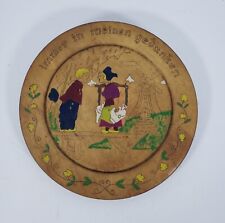 Vintage Wooden Dutch German Handmade Plate 9 3/4 in across picture