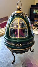Christmas Heirloom Music Box Rotating Santa Lights Holiday Egg With Stand picture