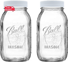 Regular Mouth Mason Jars 32 Oz - (2 Pack) -  Regular Mouth 32-Ounces Quart Mason picture
