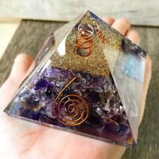 X- LargeLG75mm Amethyst Crystal Orgone Chakra HealPyramid EMFProtection FengShui picture