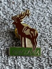 Vintage Enamel Montana Deer Elk Lapel Hat Jacket Pin Same Day  picture