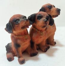 Dogs Set Figurine 3pcs Vintage Resin Handmade Solid Small Art Animal brown Decor picture