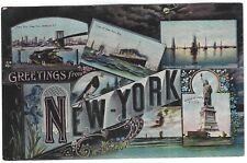 Greetings from New York (City), Early Postcard with 4 Scenes, Unused picture