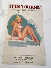 Vintage 1952 Jerry Thompson Studio Sketches Pin-Up Art Complete Calendar #6396 picture