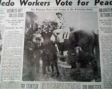OMAHA Triple Crown Winner Horse Racing KENTUCKY DERBY Racehorse 1935 Newspaper picture