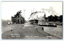 1947 Poe Lock Steamship Edward Chambers Cook Sault Ste. Marie MI RPPC Photo picture