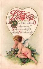 Vintage Postcard 1910's To My Valentine Dear Little Maiden Why So Shy? picture