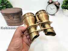 Beautiful Brass Finish Travelling Binoculars Opera Glasses With Leather Case picture